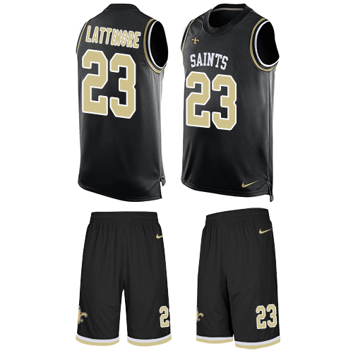 Nike Saints #23 Marshon Lattimore Black Team Color Men's Stitched NFL Limited Tank Top Suit Jersey - Click Image to Close
